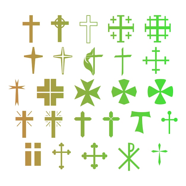 christian icons items gradient effect photo jpg vector set