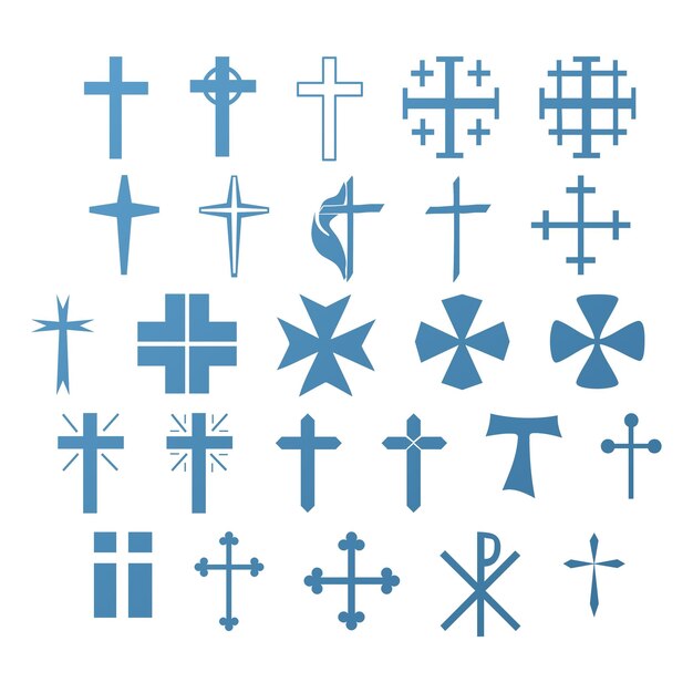 Photo christian icons items gradient effect photo jpg vector set