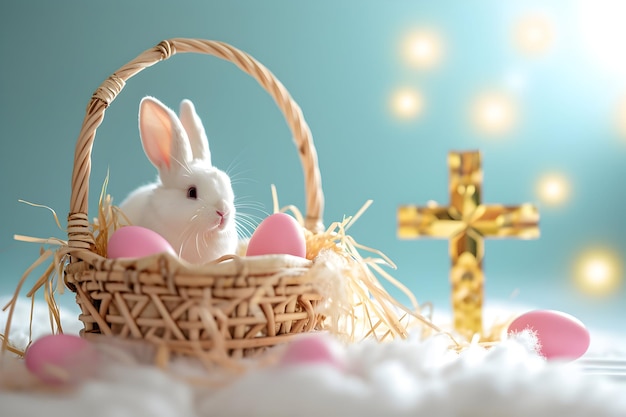 Christian Jesus Cross background for Happy Easter wishes and greeting card design