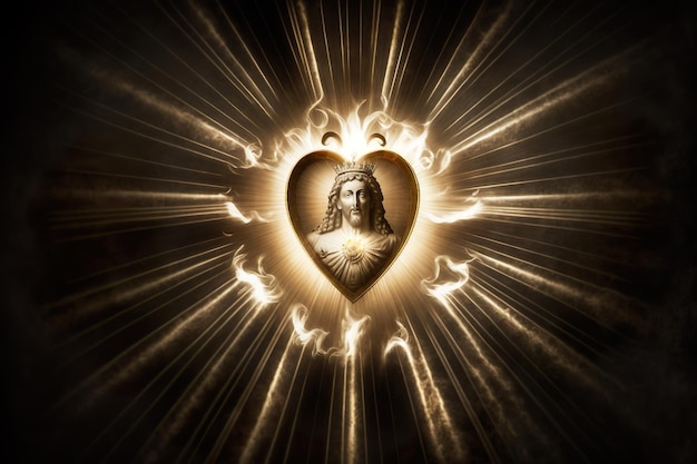 Christian symbol of the sacred heart representing jesus christs divine love for humanity generative