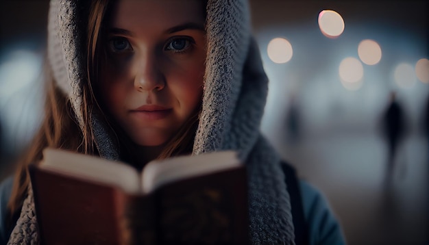 Foto la donna cristiana tiene in mano la bibbia leggendo il santo concetto per la fede, la spiritualità e la religione speranza di pace