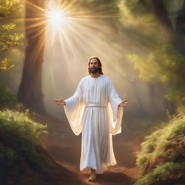 Christianity spirit blurred natural background blurred refulgence photo of resurrection