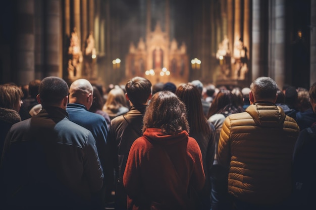 Фото Христиане молятся в церкви, находя утешение в вере генеративный ии