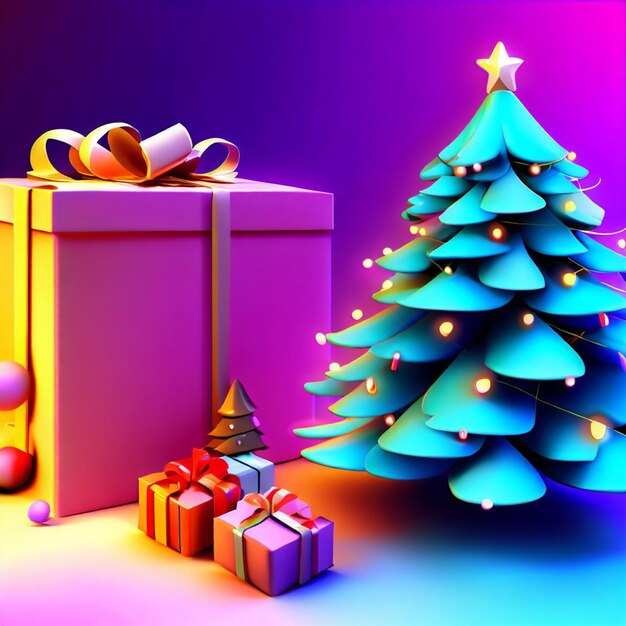 Christmas 3d backgroundfree photos with christmas treegift box