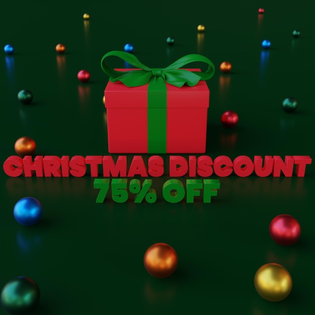Christmas 3D Gift Box 75 Percent Discount