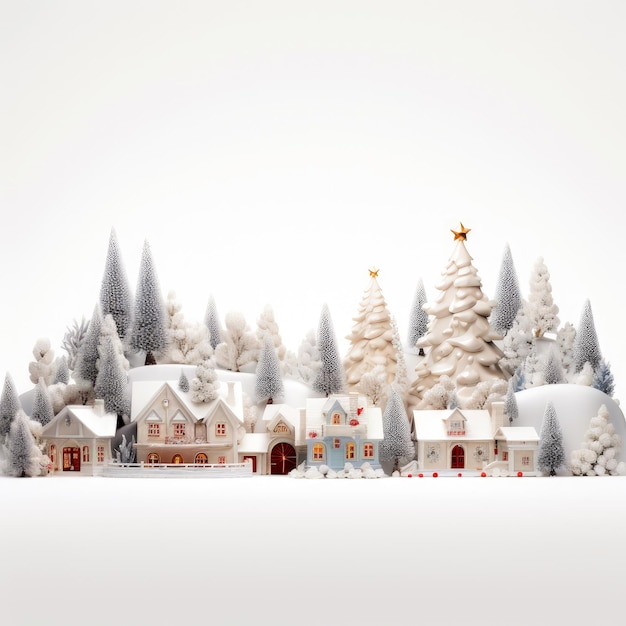 Photo a christmas 3d village with a lot of trees and houses in the snow