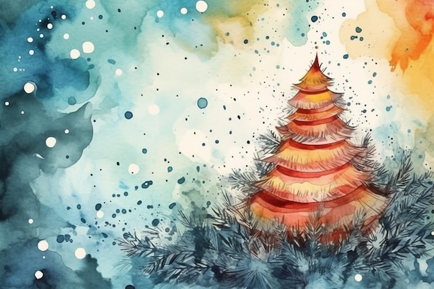 Christmas abstract background water color Generative AI