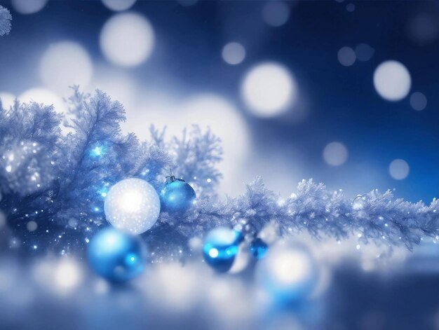 Christmas abstract bokeh of shining white silver and soft blue bright sparkles Generative AI