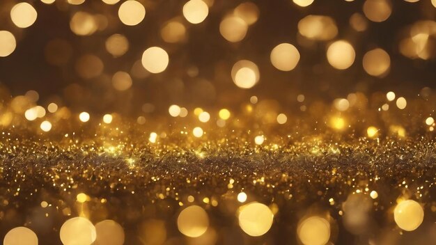 Christmas abstract shiny bokeh in yellow golden colors new year illunination