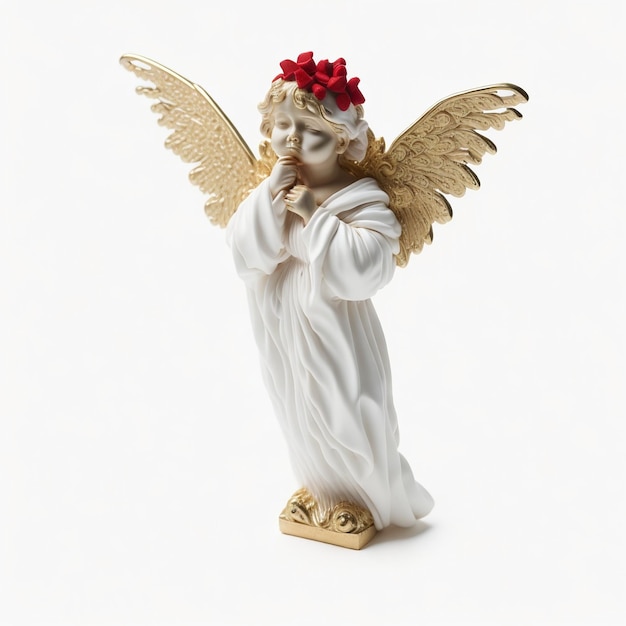 Photo christmas angel miniature on white background