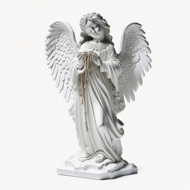 Foto miniatura dell'angelo di natale su sfondo bianco