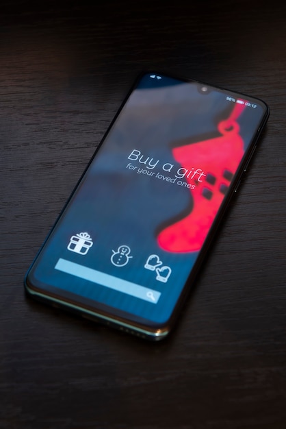 christmas app/website store mockup for mobile phone