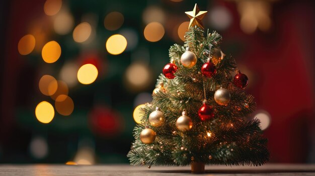 クリスマスの雰囲気の装飾要素クリスマスツリーとギフトボックス