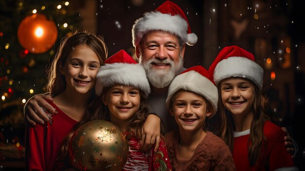 写真 家族とのクリスマスの囲気 新年とすべての祝日を祝います