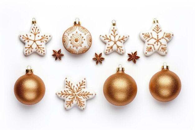 Christmas attributes on white background