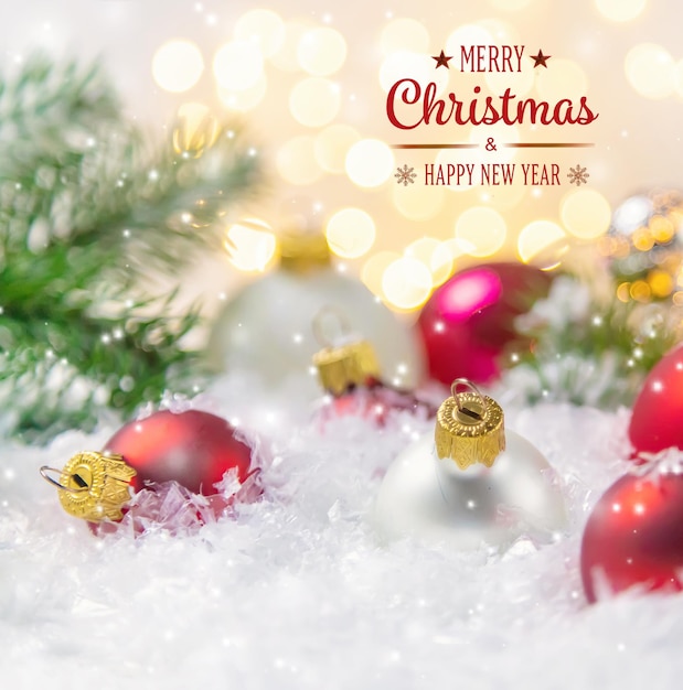 Christmas background and beautiful decor New Year Selective focus