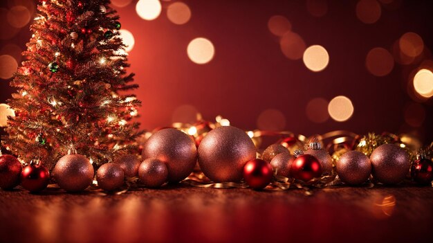 Christmas background bokeh lights on red canvas background Christmas background