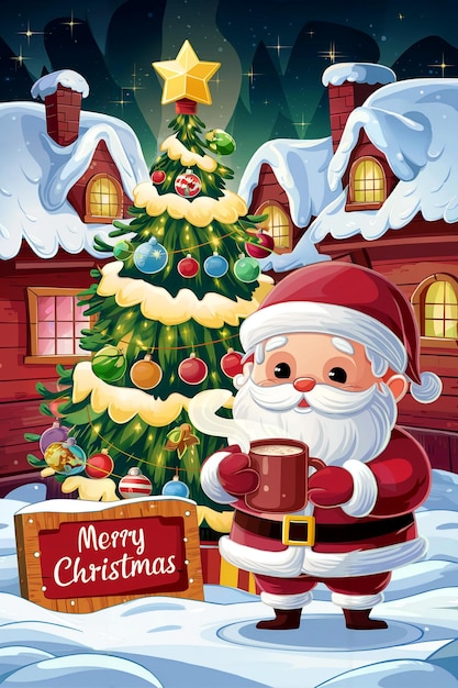 Christmas Background Card with Santa Claus