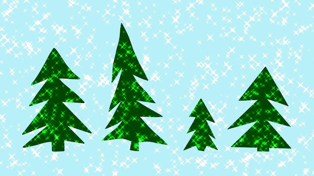 Christmas background  christmas trees on a blue background with stars