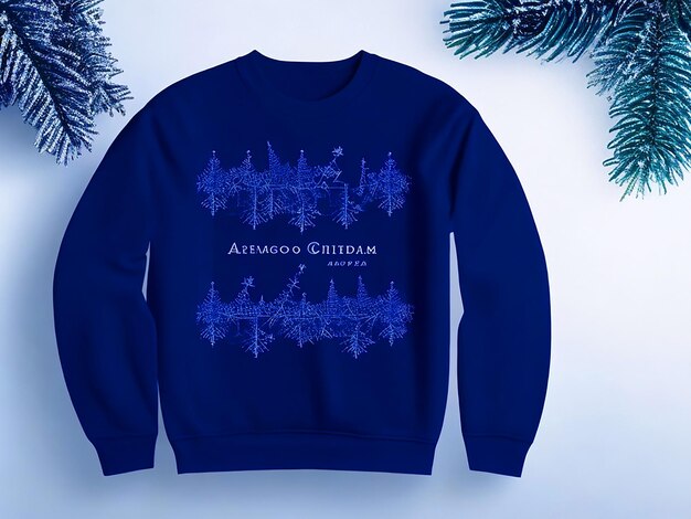 Christmas background dark blue sweatshirt Christmas unisex sweater mockup