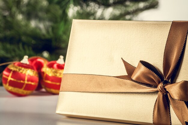 Christmas background gold gift box