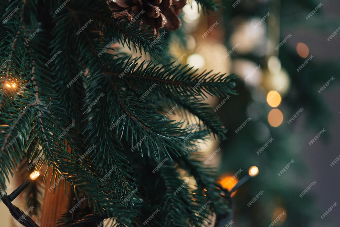 Premium Photo | Christmas background, green pine branches festive