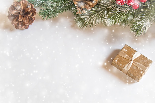 christmas background greeting card with beautiful decor. selective focus. holiday.