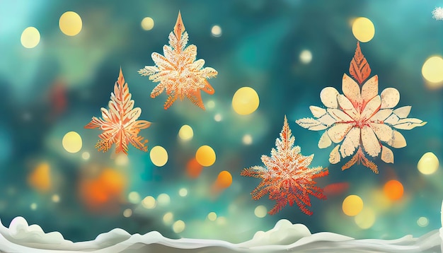 Christmas background illustration with snowflakes on window Detailed colored Generative Ai