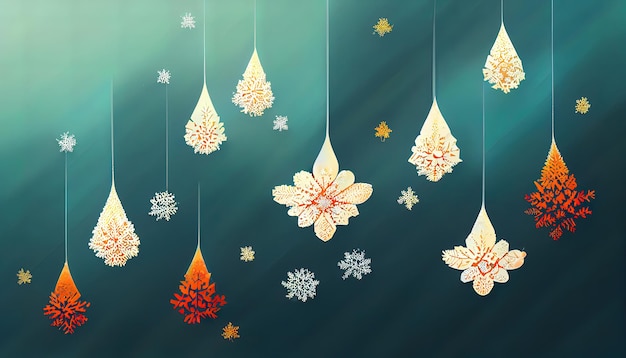 Christmas background illustration with snowflakes on window