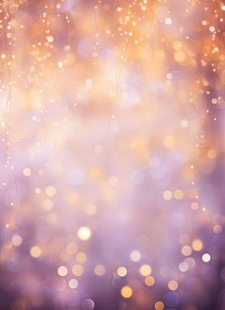 christmas background light bokeh with confetti and stars in the style of light violet