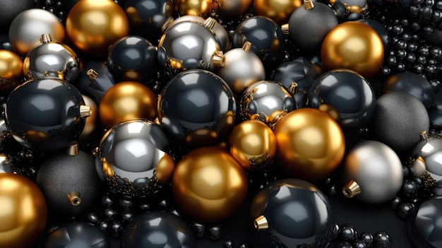 A christmas background made of black and gold with black as the primary color