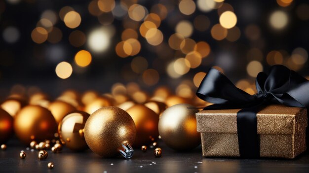 A christmas background made of gold with black as the primary color