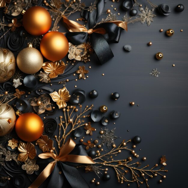 A christmas background made of gold with black as the primary color