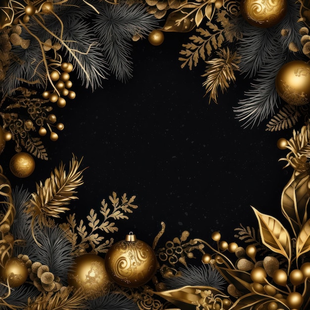 A christmas background made of gold with black as the primary color