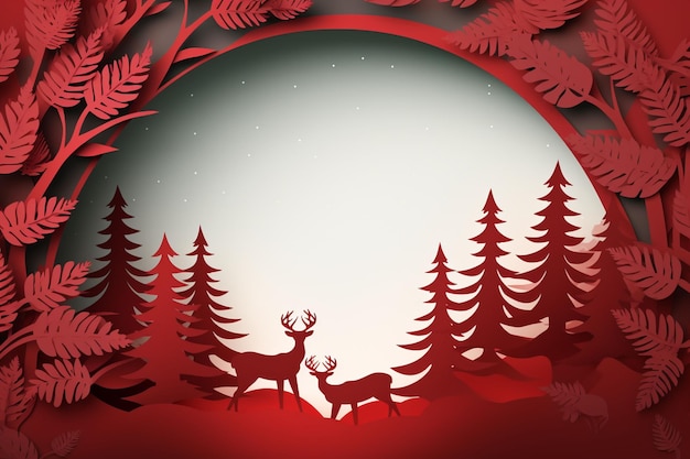 Christmas background paper cut copy space