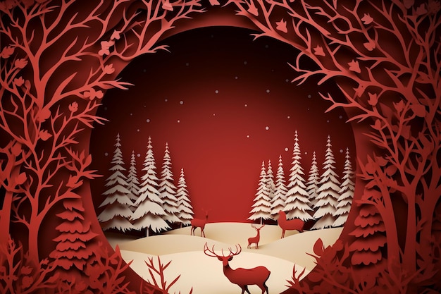 christmas background paper cut copy space