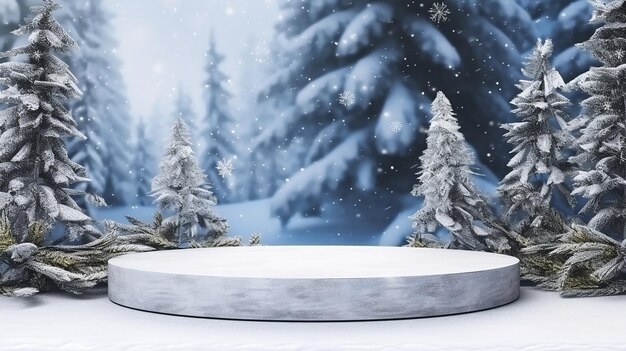 Christmas Background podium stage Decoration with charismas elements Christmas's ball