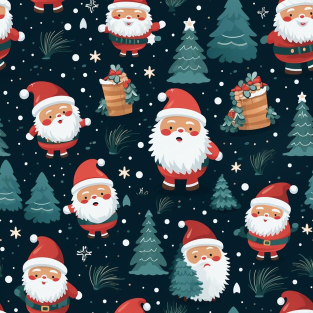 Christmas background santa with tree