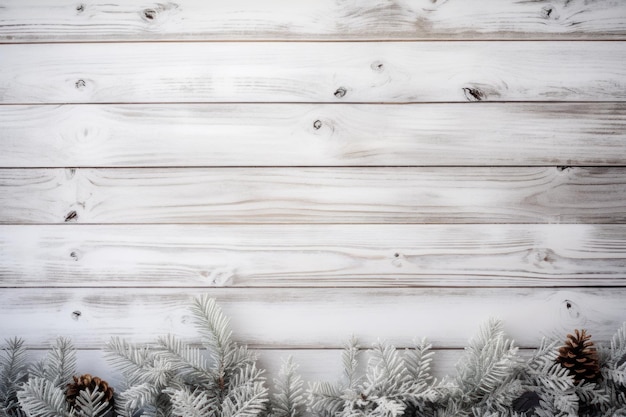 Photo christmas background wallpaper rustic white wood surrounded by christmas decorations generative ai