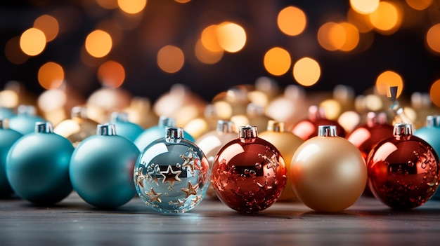 christmas background with balls and lights