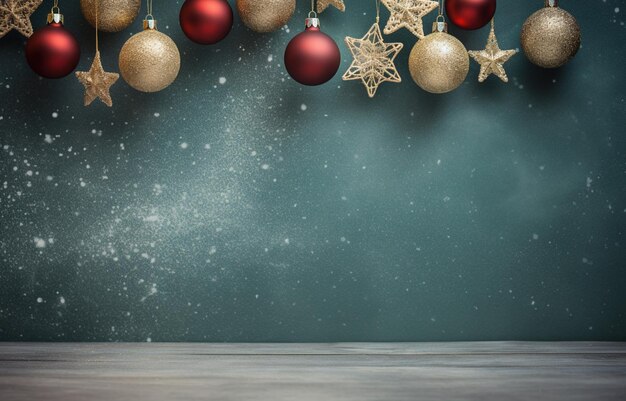 Photo christmas background with baubles and copy space