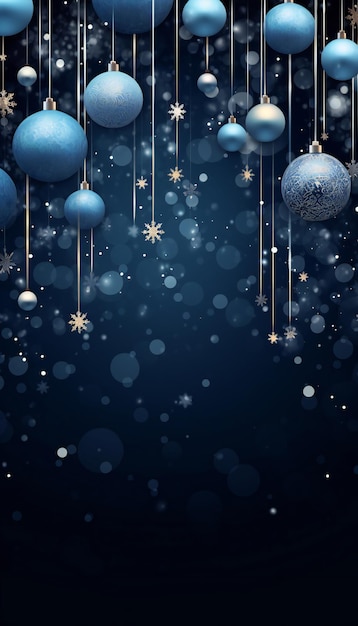 Foto christmas background with blue balls and snowflakes