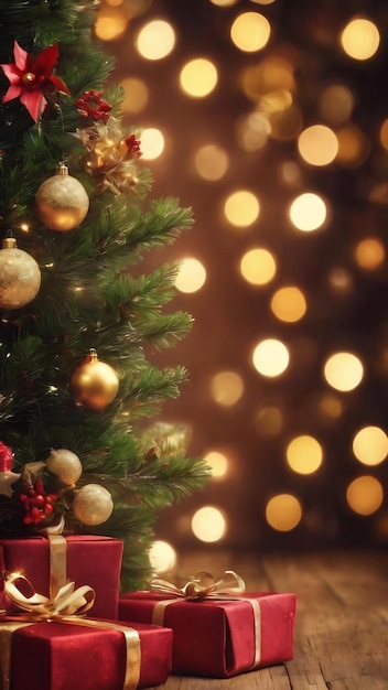 Christmas background with bokeh lights