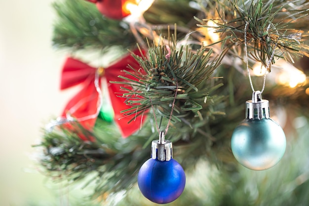 Christmas background with Christmas balls on a Christmas tree