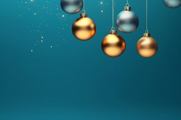 Christmas background with christmas balls ornaments hanging with copy space Christmas decoration