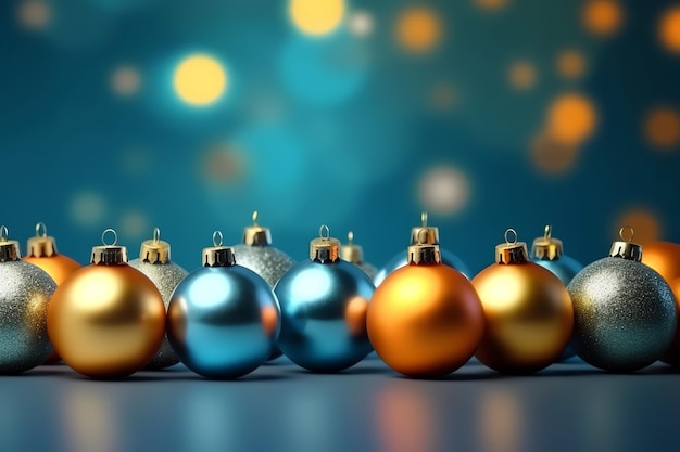 Christmas background with christmas balls ornaments hanging with copy space Christmas decoration