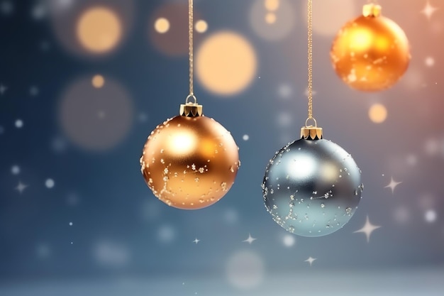 Рождественский фон с елочными шарами, украшениями, висящими с копировальным пространством, рождественские украшения