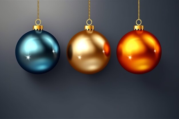 Christmas background with christmas balls ornaments hanging with copy space Christmas decoration