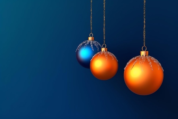 Christmas background with christmas balls ornaments hanging with copy space Christmas decoration