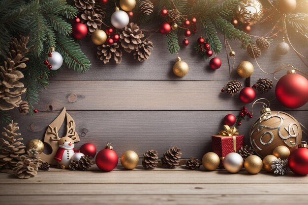 Фото Рождественский фон с рождественским украшением для рождества